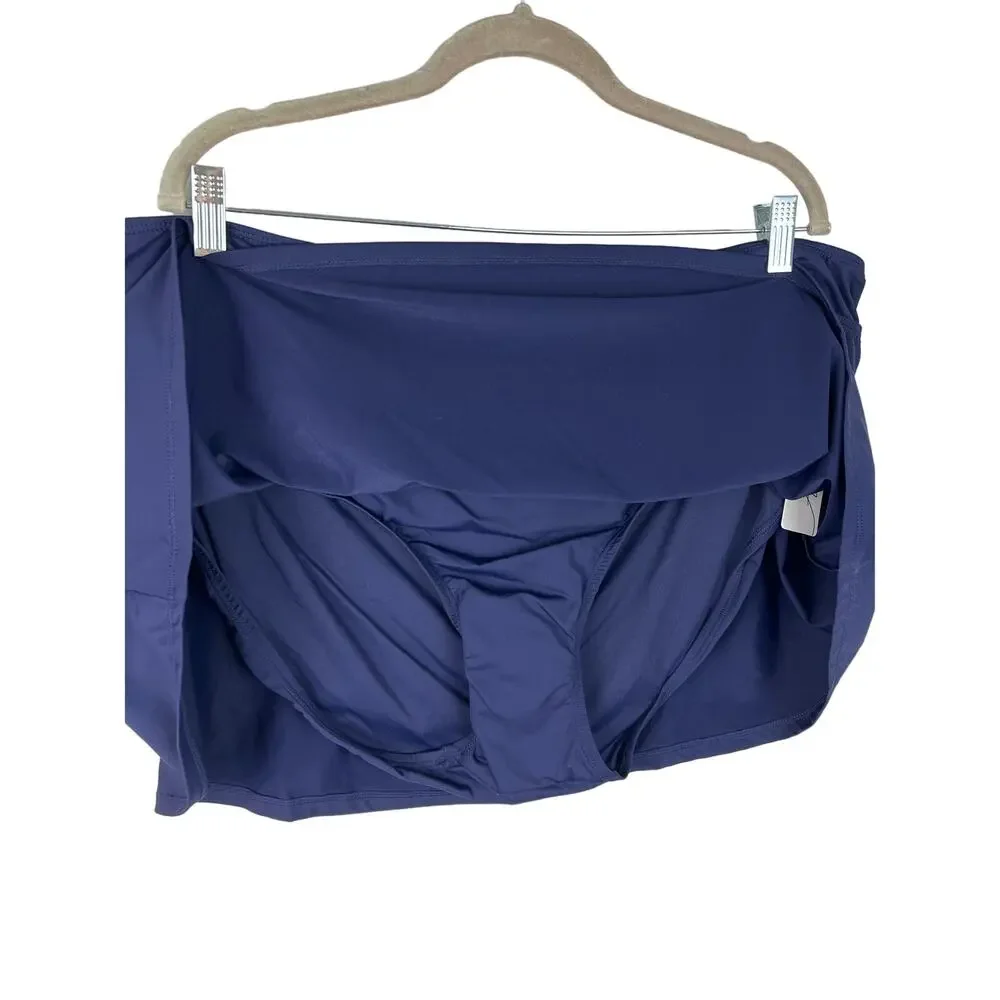 Anne Cole Womens Plus Size Classic Solid Swim Skirt Navy 22W